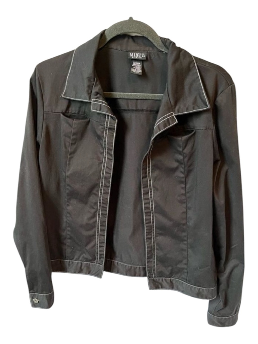 Mix It Black Blazer Jacket Open Front Career Chic Medium
